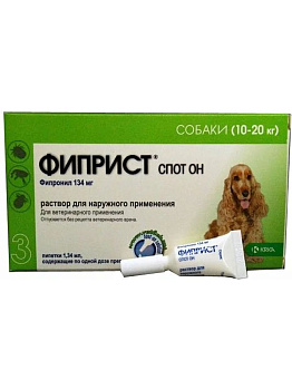 KRKA Фиприст спот он капли для собак 10-20 кг, от блох и клещей