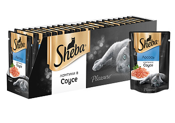 Sheba влажный корм для взрослых кошек всех пород, ломтики в соусе, лосось