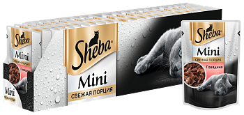 Sheba влажный корм для взрослых кошек всех пород, мини порция, говядина