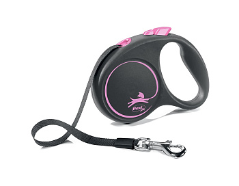 Flexi Black Design рулетка-лента, размер S, для собак весом до 15 кг, 5 м