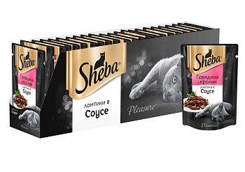 Sheba Pleasure влажный корм для взрослых кошек всех пород, говядина и кролик