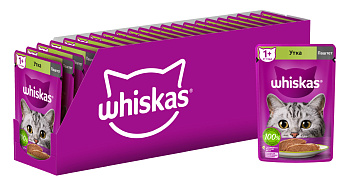 Whiskas влажный корм для кошек, паштет с уткой (24шт в уп)