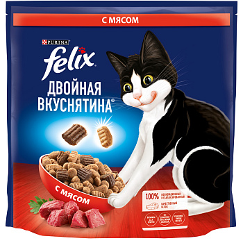 Felix Двойная Вкуснятина корм для взрослых кошек всех пород, мясо