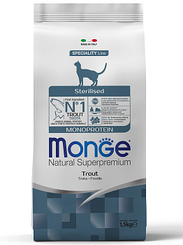 Monge Cat Monoprotein Sterilised корм для стерилизованных кошек всех пород, форель