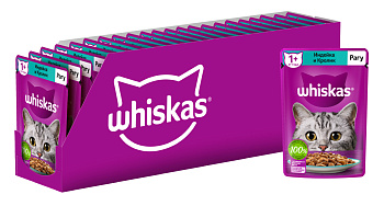Whiskas влажный корм для кошек, рагу с индейкой и кроликом (28шт в уп)