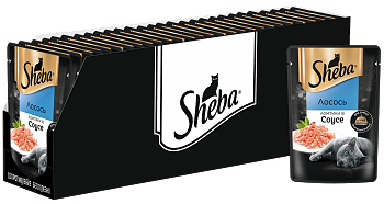 Sheba влажный корм для кошек, ломтики с лососем в соусе (28шт в уп)