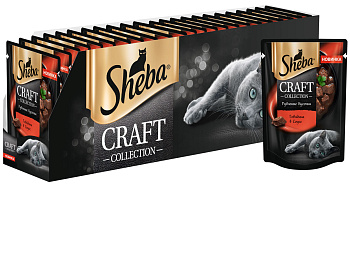 Sheba Крафт Коллекция влажный корм для кошек, рубленые кусочки, говядина в соусе (28шт в уп)