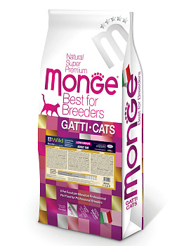 Monge Cat BWild Low Grain корм для взрослых кошек всех пород, низкозерновой, мясо зайца