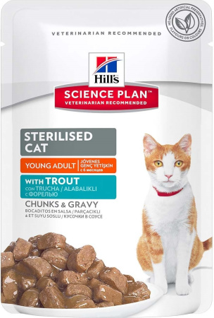 Hill's Science Plan Feline Sterilised Cat Young Adult with trout Pouch