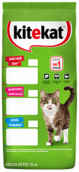 Kitekat корм для взрослых кошек, мясной пир