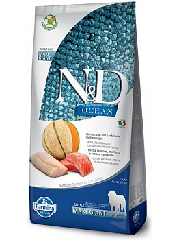 Farmina N&D Ocean корм для собак гигантских пород, беззерновой, лосось, треска и муксусная дыня