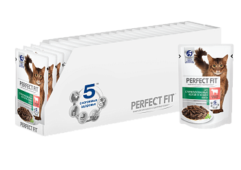 Perfect Fit влажный корм для стерилизованных взрослых кошек всех пород, говядина в соусе (24шт в уп)
