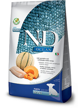 Farmina N&D Ocean корм для щенков мелких пород, беззерновой, треска, тыква и мускусная дыня