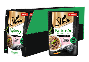 Sheba Натуральная Коллекция влажный корм для кошек, с лососем, горохом и морковью (28шт в уп)