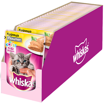 Whiskas влажный корм для котят всех пород, с паштетом из курицы