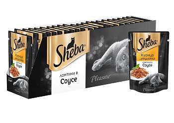 Sheba Pleasure влажный корм для взрослых кошек всех пород, курица и индейка