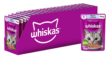 Whiskas влажный корм для кошек, рагу с форелью и лососем (28шт в уп)